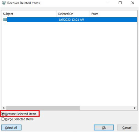 restore selected items