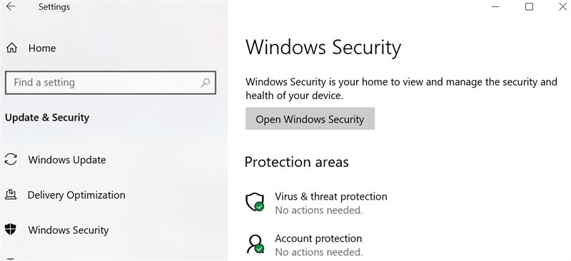 select virus and threat protection