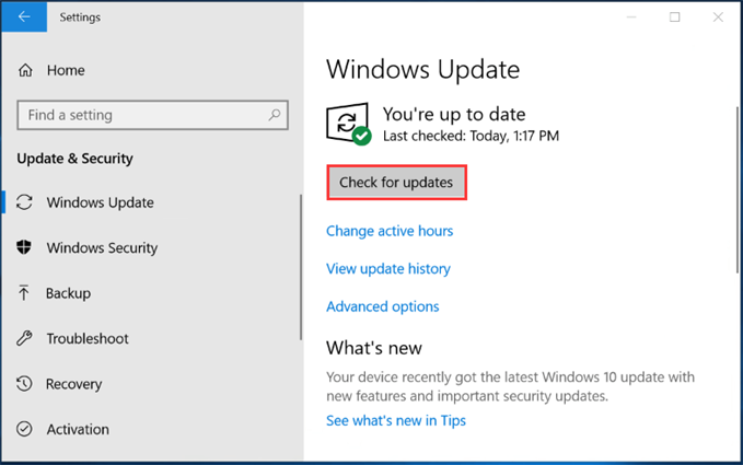 windows check for updates