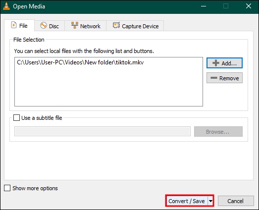add mkv files to vlc