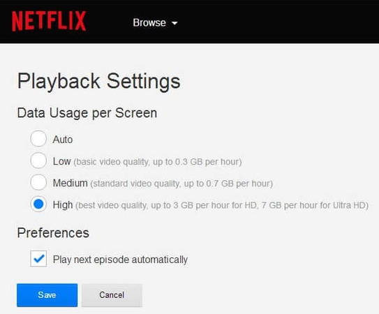 change netflix playback settings
