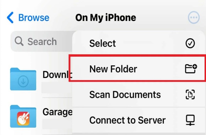 create new folder in iphone files app