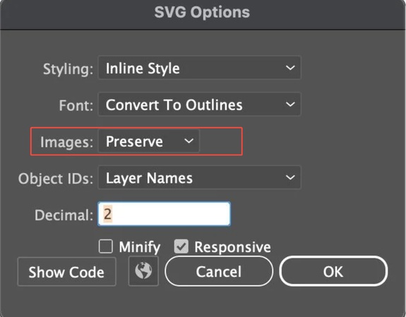 enable preserve gradient option for svg illustrator