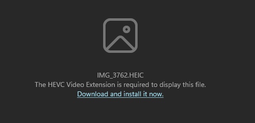 hevc video extension is required to display this file