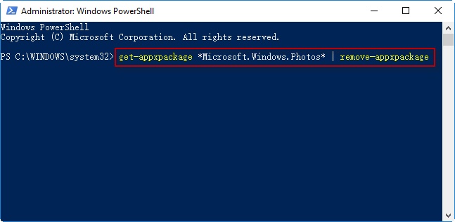uninstall microsoft photos app powershell