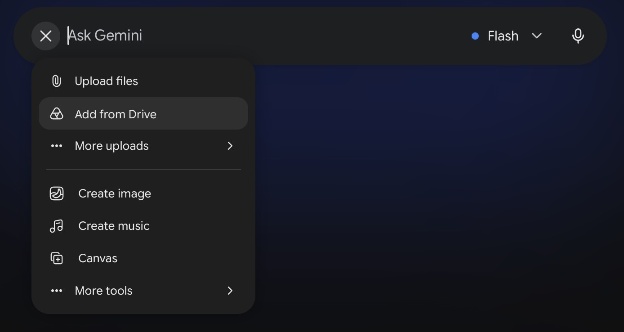 upload images to gemini from google drive