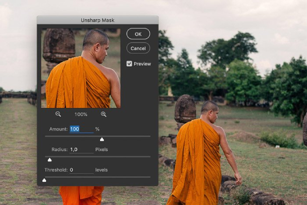 Affiner l'image dans Photoshop avec le Masque flou.