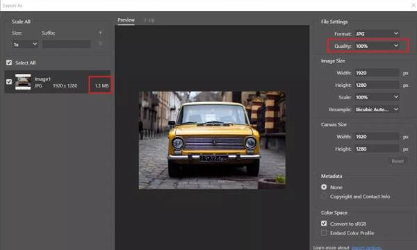 photoshop-quality-compress image without losing quality