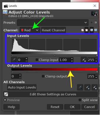 adjust color levels and retouch photo in gimp