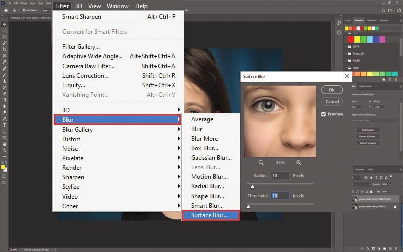 adjust the blurriness of an image in photoshop