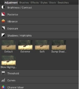 Organize ajustes de camada no Affinity