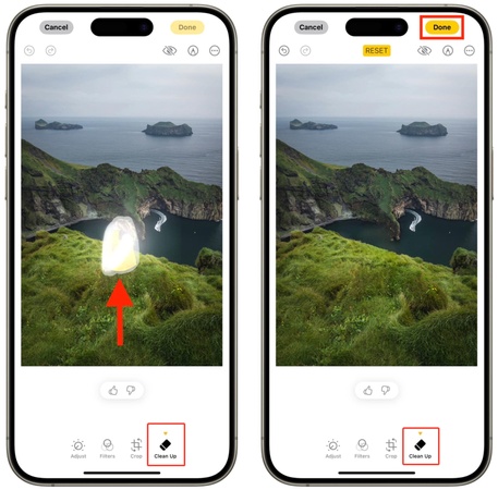 supprimer des personnes d'une photo avec l'outil de nettoyage d'apple photos