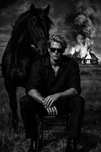 aura farm with burning barn background