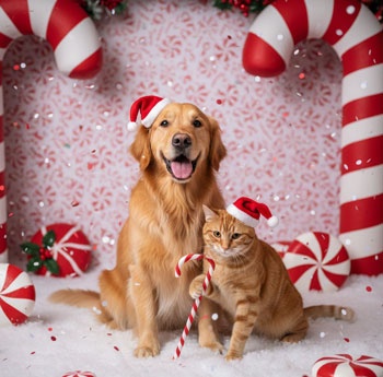 candy cane ai pet and cat photo