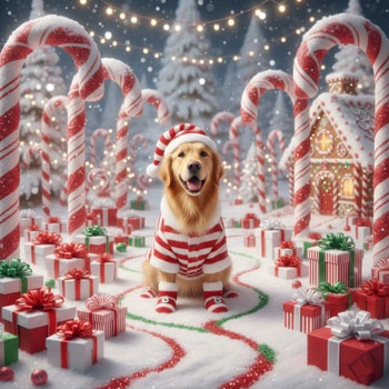 candy cane ai pet photo
