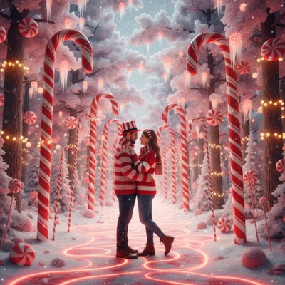 candy cane peppermint glow couple scene