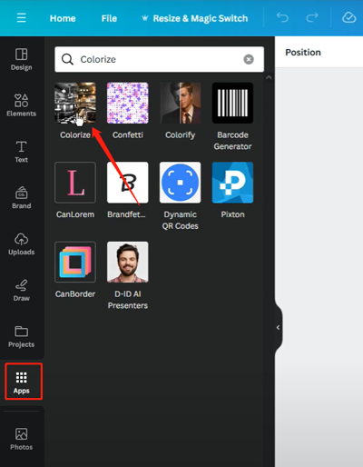 turn black and white photo to color on canva