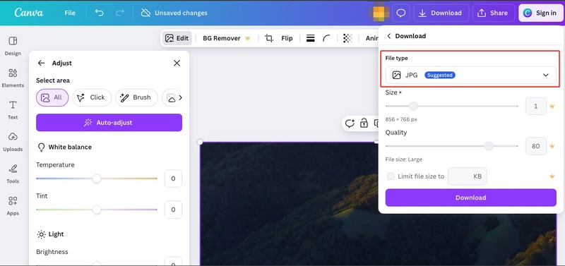 canva png to jpg converter online