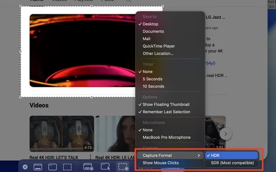 capture hdr screenshot on mac