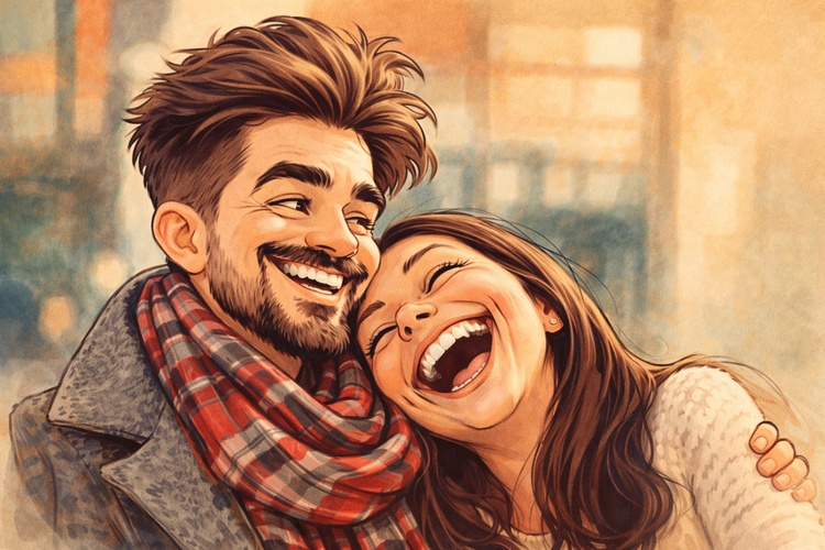 caricature of me and my partner