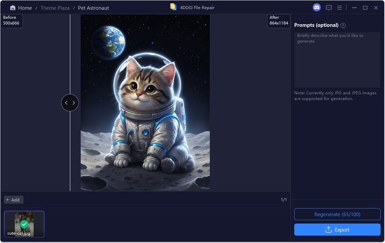 cat astronaut ai portrait