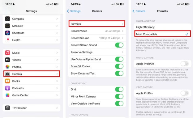 Standardeinstellung von heic auf jpg ändern iphone