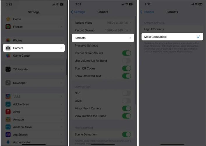 change iphone camera settings