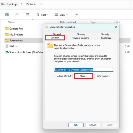 Windows 11 Screenshot-Speicherort ändern