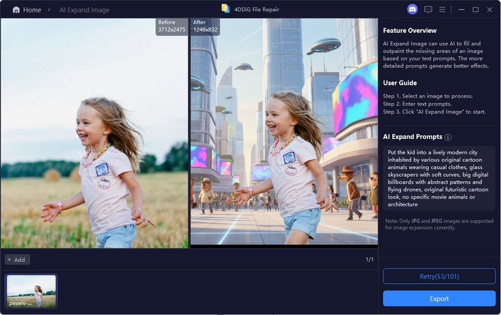 check and export ai generated photos