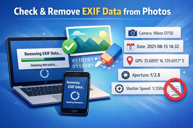 check and remove exif data from photos