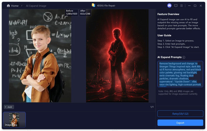 check and save image with stranger things photo filter