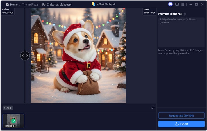 christmas dog photo for corgi