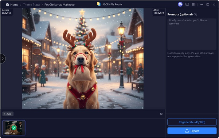 christmas dog photo for golden retriever