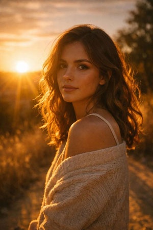 cinematic golden hour portrait