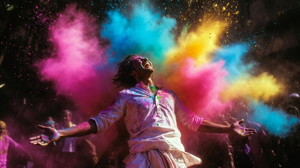 cinematic holi color powder explosion