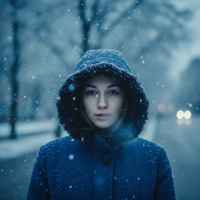 cinematic snow portrait by gemini ai