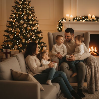 classic christmas morning family