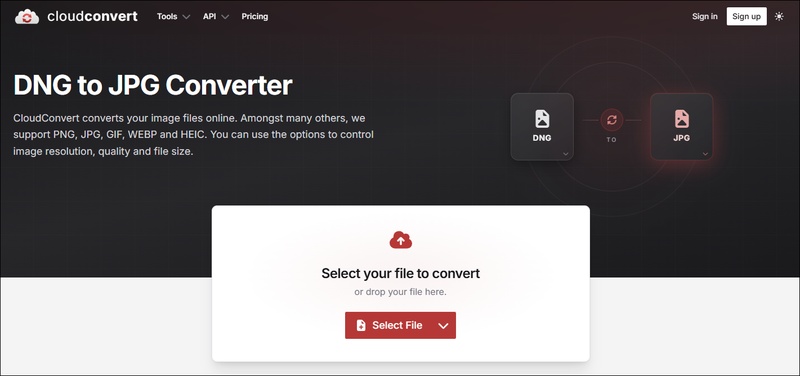cloudconvert dng to jpg converter online