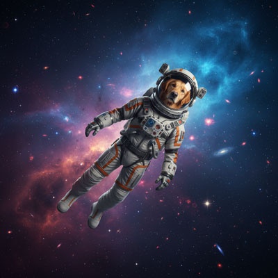 cosmic dog astronaut ai photo