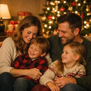 cozy christmas family portrait