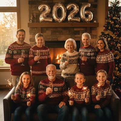 cozy family new year celebration photo