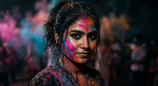 dark moody holi portrait