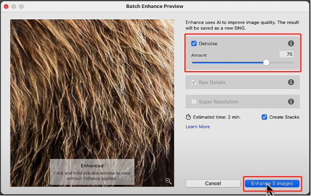denoise multiple photos lightroom desktop