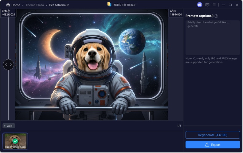 dog asrtonaut ai photo