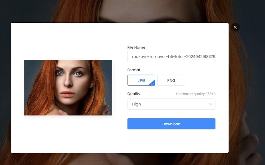 descargue la foto después de deshacerse de los ojos rojos en las fotos