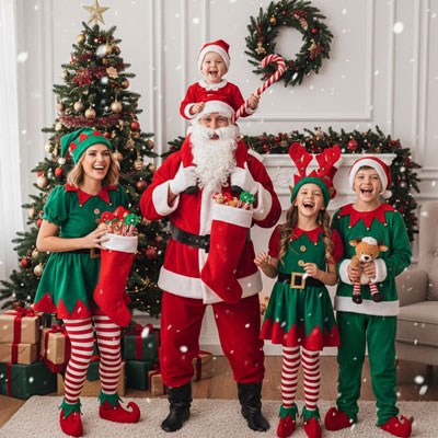 elf santa outfit family transformation
