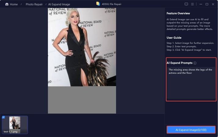 ingrese las indicaciones de ai, expanda y comience a expandir y desrecortar