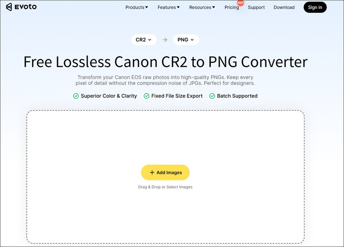 evoto cr2 to png converter