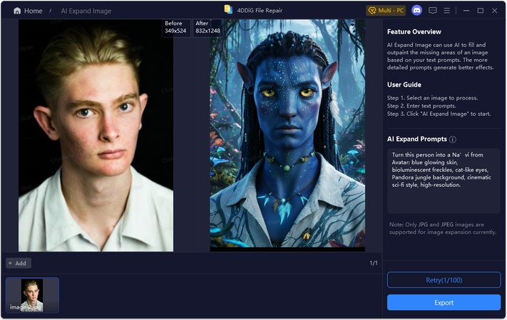 export generated image in avatar navi filter