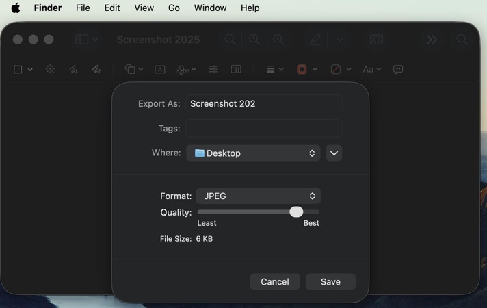 export bmp as jpg in mac finder